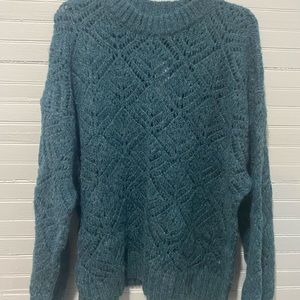 Brand New with Tags Ladies American Eagle Crochet Sweater Muted Teal Green Large